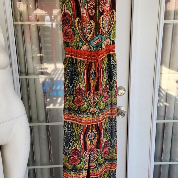 Desigual Green Aztec Print Sleeveless‎ Wide Leg Jumpsuit - Picture 9 of 11